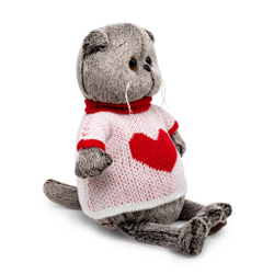 Мягкая игрушка Басик в свитере с сердцем 22см
