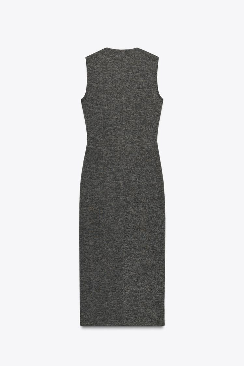 ZARA ПЛАТЬЕ МИДИ С ПУГОВИЦАМИ, ЗЕЛЕНЫЙ МЕЛАНЖ