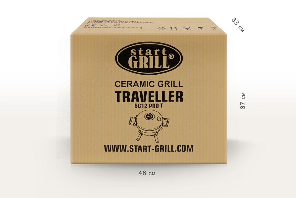 Портативный керамический гриль TRAVELLER 12 дюймов (красный) (30,5 см)