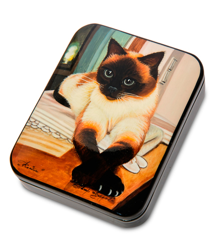 Народные промыслы ШК-55/129-D Шкатулка «Котик» Лидяева Л.