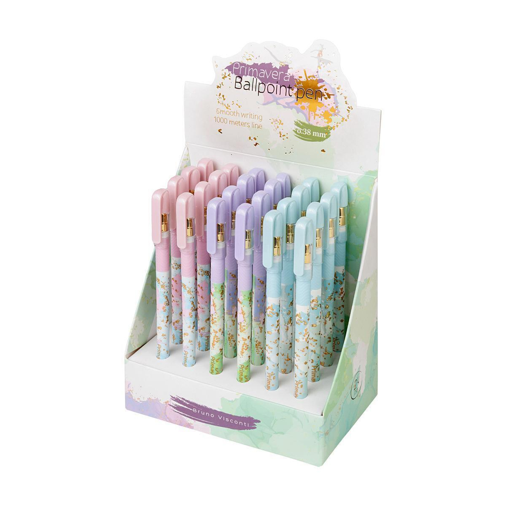 Ручка шарик. 0,38мм. синяя "Primavera" 3 вида (BrunoVisconti)
