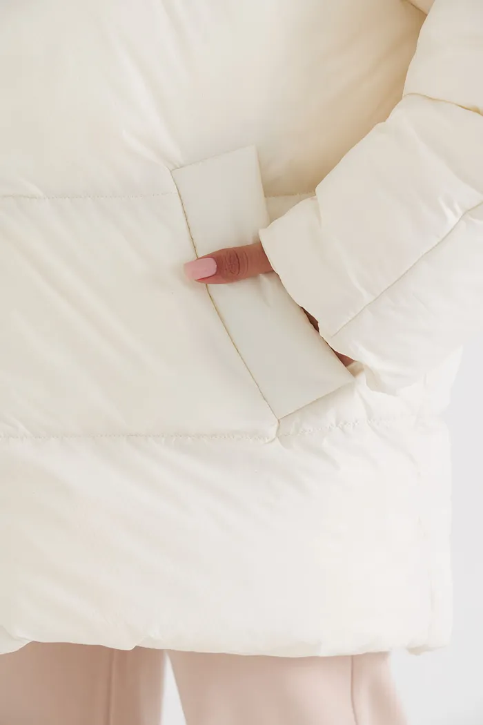 Пуховик средней длины 2.0 цвета зефир