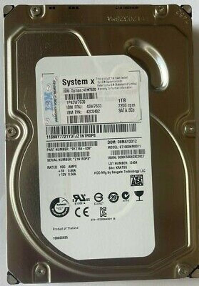 Жесткий диск IBM 1Tb (U300/7200/32Mb) SATAII System Storage 42C0402