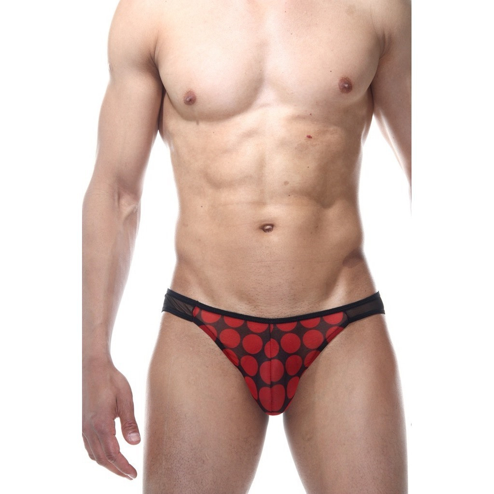 Мужские трусы слипы черные с красным принтом LaBlinque LB15444