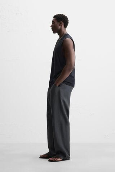 ZARA МАЙКА ИЗ ХЛОПКА, МОРСКОЙ ТЕМНО-СИНИЙ