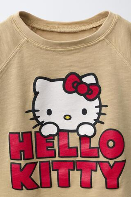ZARA ФУТБОЛКА С ПРИНТОМ HELLO KITTY ©, ХАКИ