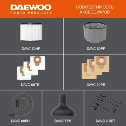Пылесос промышленный DAEWOO 3,2кВт, 60 л