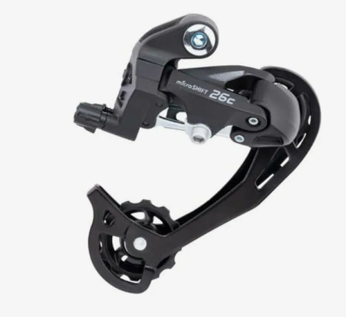 Переключатель задний MicroShift RD-M26L, SGS, 2/3x6/7 скоростей, крепление на болт, черный