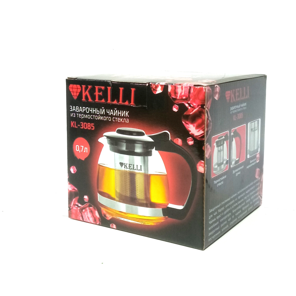 Чайник заварочный KELLI KL-3085 (0,7л) стеклянный