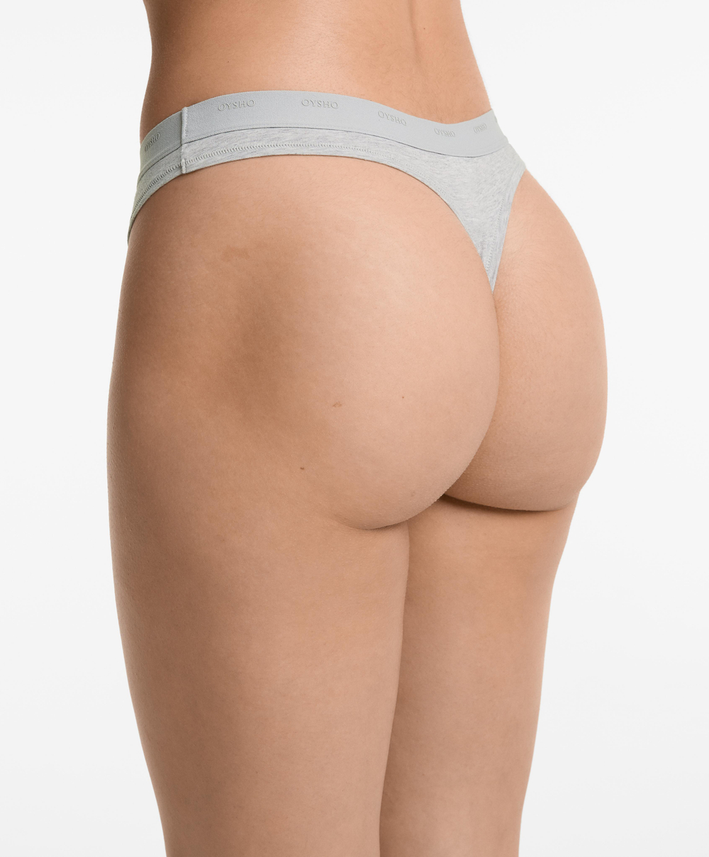 OYSHO Набор из 3 пар трусов-стрингов из хлопковой смеси, черный