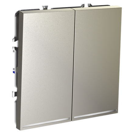 Проходной переключатель встраиваемый VOLTUM S70 двухклавишный с подсветкой 10А, (шелк)