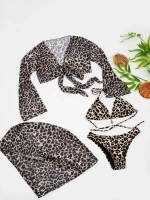 купальник раздельный леопардовый с накидкой парео 4 в 1
