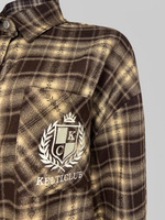 Рубашка Lan Lan 9055 удлиненная в клетку с надписью на кармане