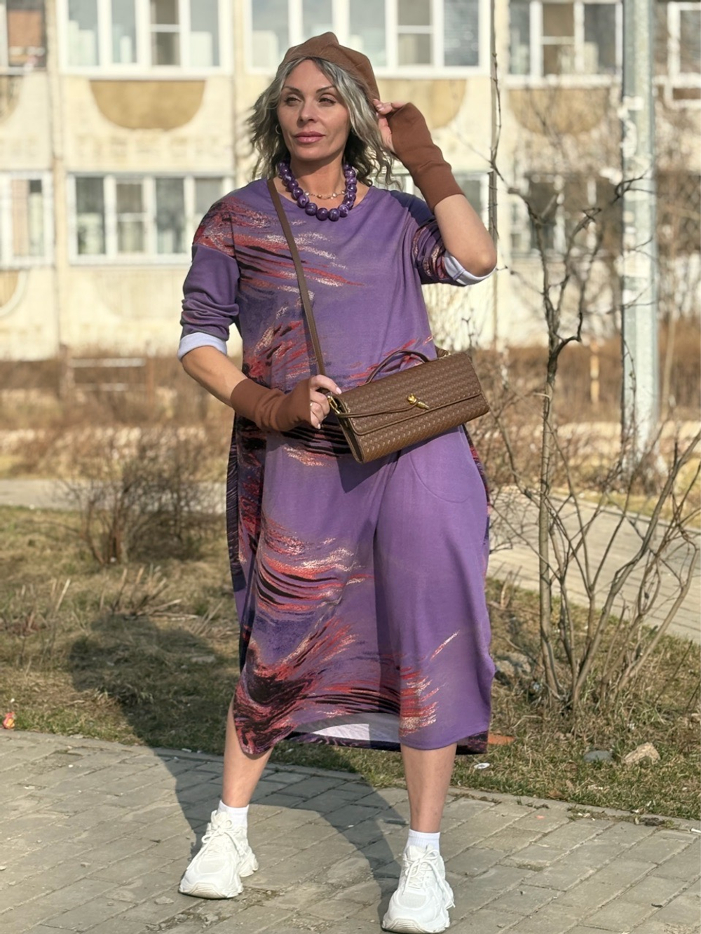 Платье / бочонок / трикотаж фиолетовый