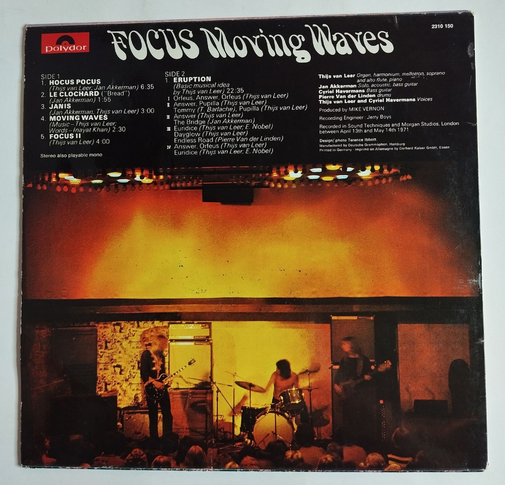 Винтажная виниловая пластинка LP Focus Moving Waves (Germany 1972) Hocus Pocus