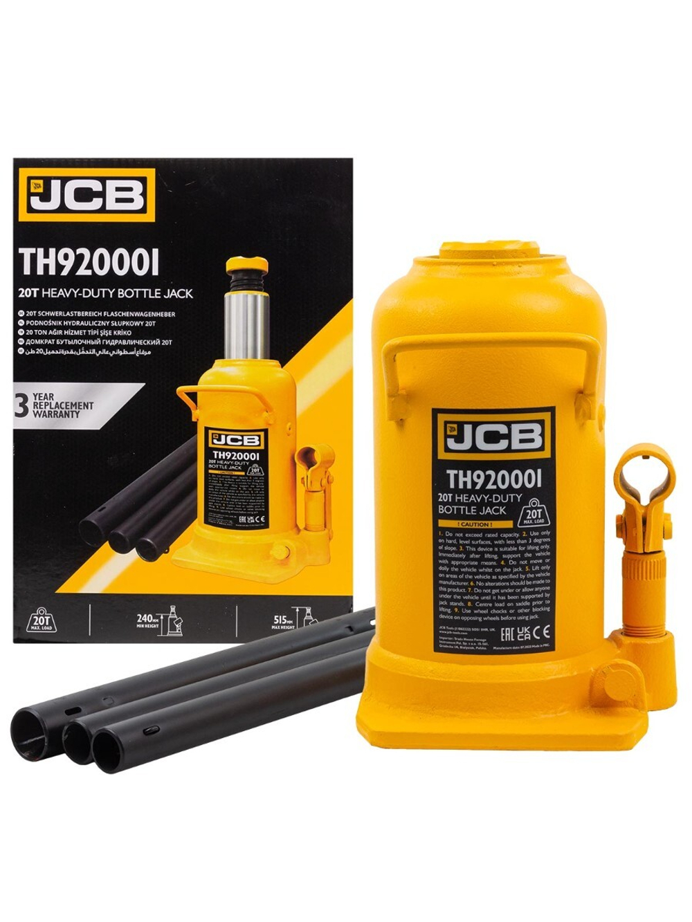 Домкрат бутылочный 20т JCB JCB-TH920001