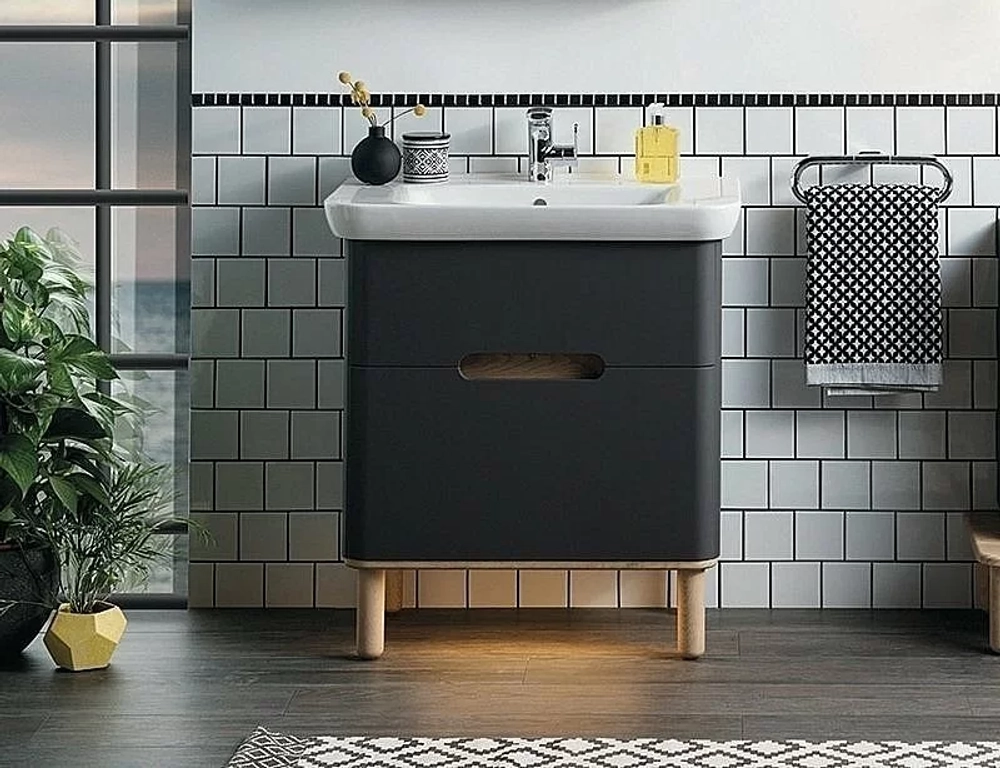 Тумба с раковиной Vitra Sento 65 матовый антрацит