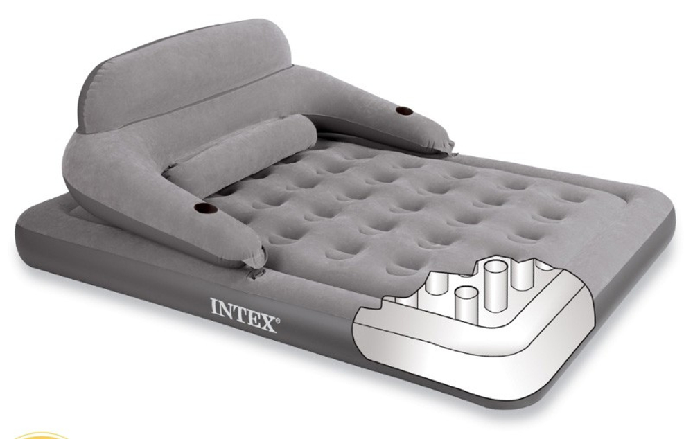 Надувной матрас Intex со съемной спинкой, 152х203х71 см.