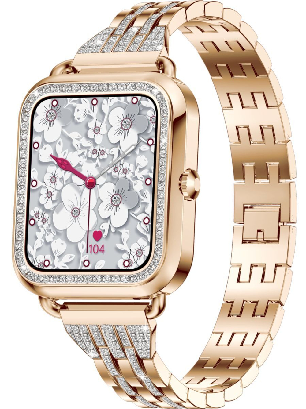 Смарт часы PARASMART Asteria i68 (блочный браслет со стразами, золотистый)