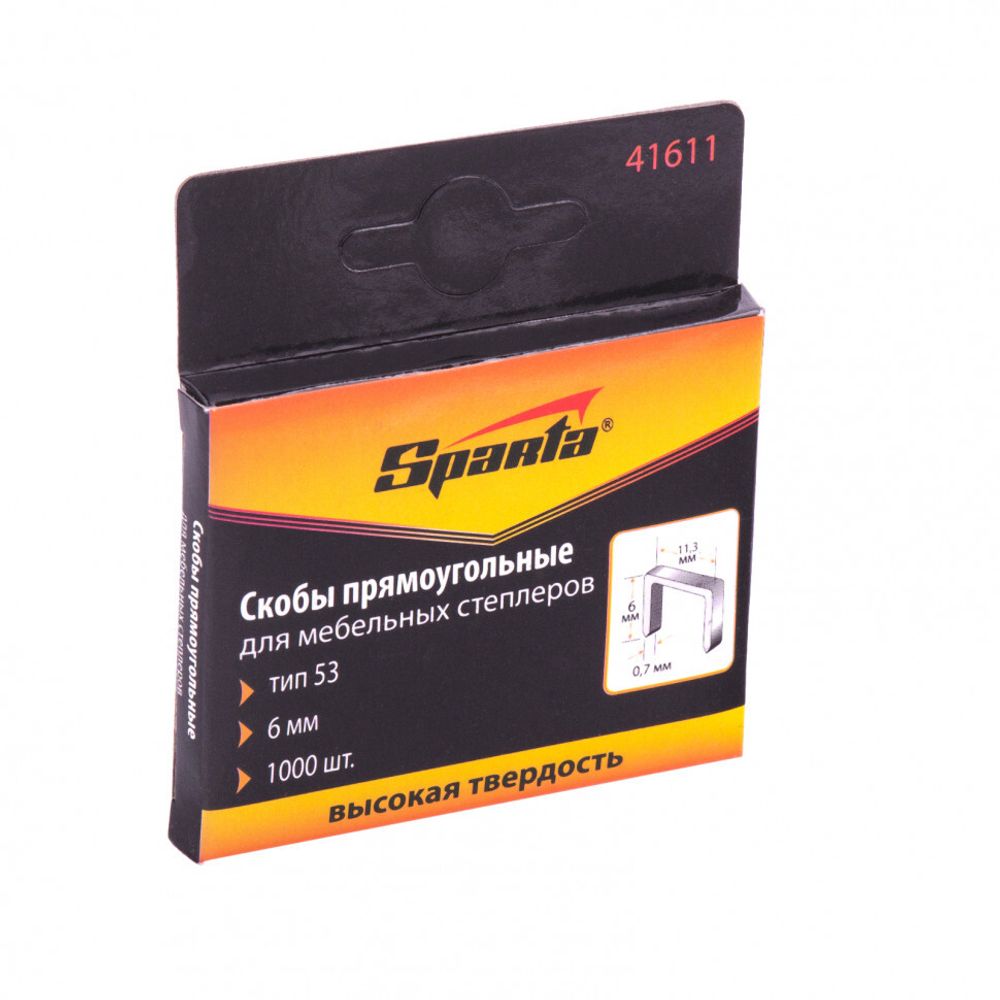 41611 Скобы, 6 мм, для мебельного степлера, тип 53, 1000 шт. Sparta