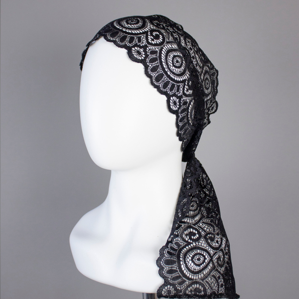 Повязка на голову Ажур черная 18 см