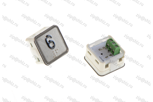 Кнопка (кнопочный модуль) KA302-D-R "6 этаж", квадратная, динамическая красная подсветка, Брайль