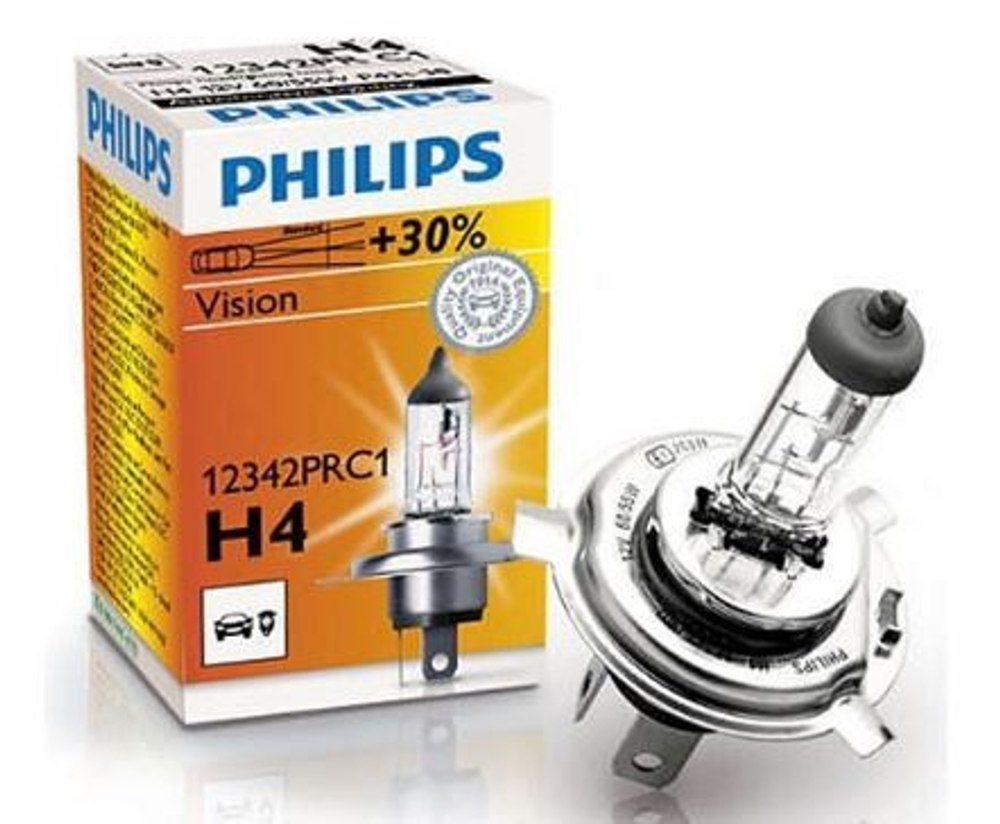 Автолампа H4 12V- 60/55W Philips (P43t) ( +30%) Vision (Premium) (Р-12342PRC1) шт