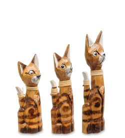 Decor and Gift 99-031 Фигурка «Кошка» н-р из трех 30,25,20 см (албезия, о.Бали)