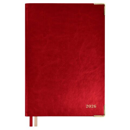Ежедневник дат. 2026г А5 176л., кожзам, интегр.пер. "#Думай как миллиардер. Сариф красный" ляссе