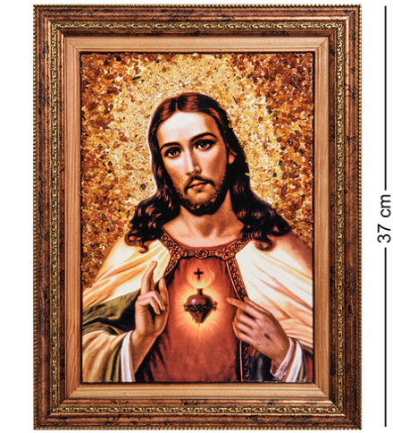 AMB-01/ 3 Икона «Иисус Христос» (с янтарной крошкой) H-37см