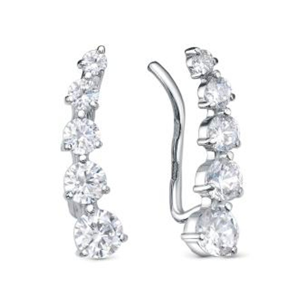 Серьги из серебра с фианитами
