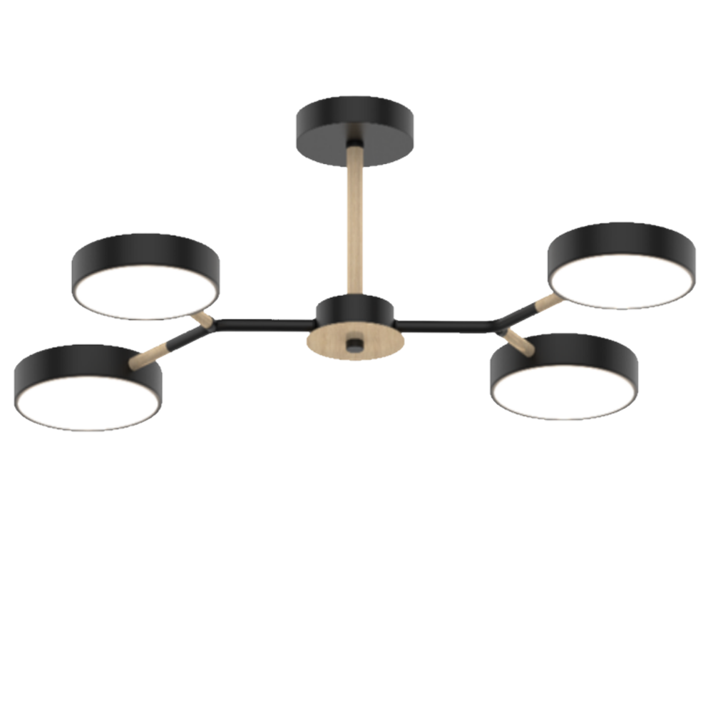 Потолочная светодиодная люстра Mirastyle MH-3200/4 BK+WOOD