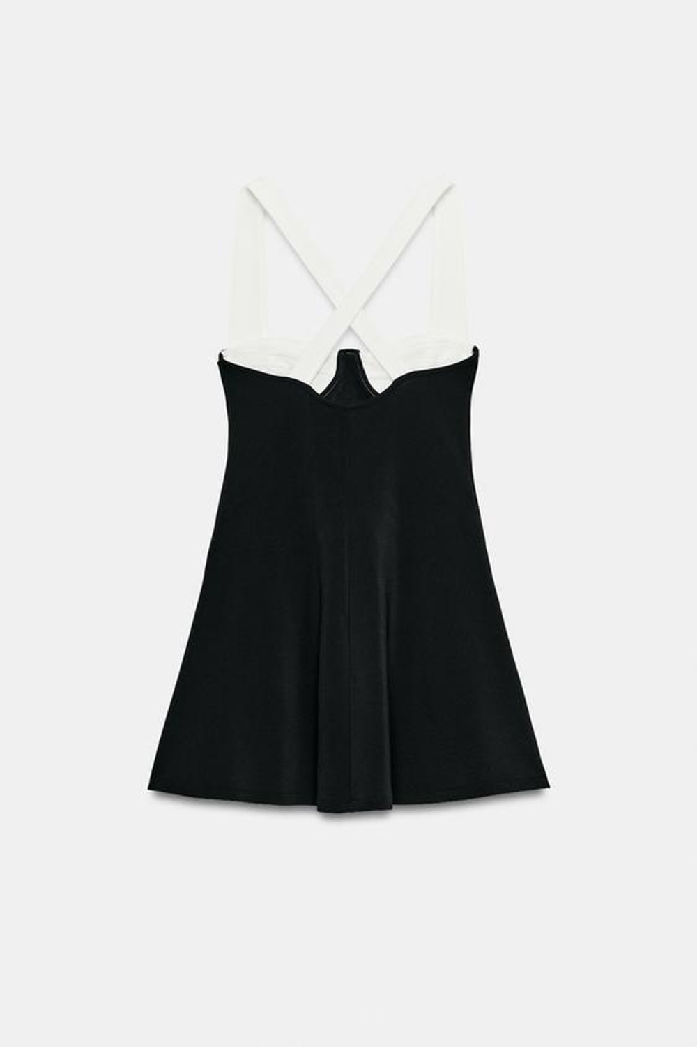 ZARA КОРОТКОЕ ПЛАТЬЕ В СКЕЙТЕРСКОМ СТИЛЕ, ЧЕРНЫЙ/БЕЛЫЙ