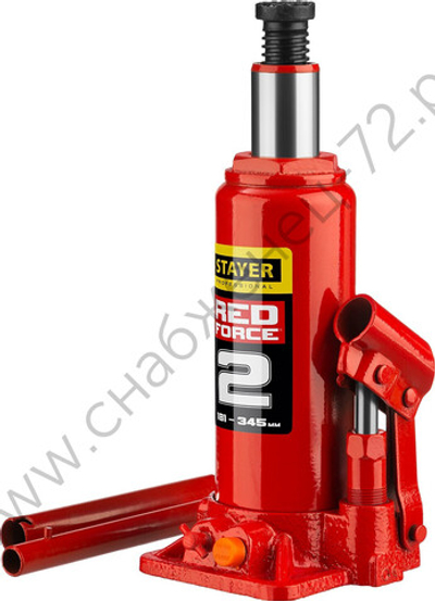STAYER RED FORCE, 2 т, 181 - 345 мм, бутылочный гидравлический домкрат, Professional (43160-2)