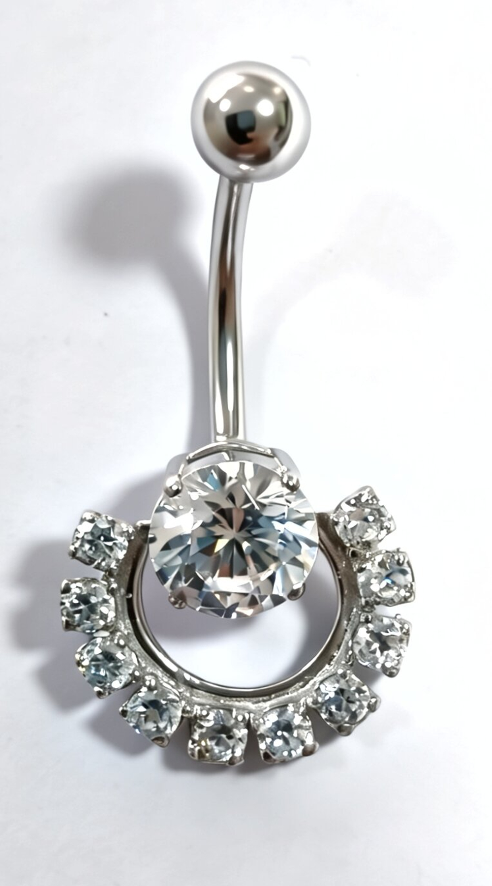 Ювелирный пирсинг из серебра 925 пробы с фианитами