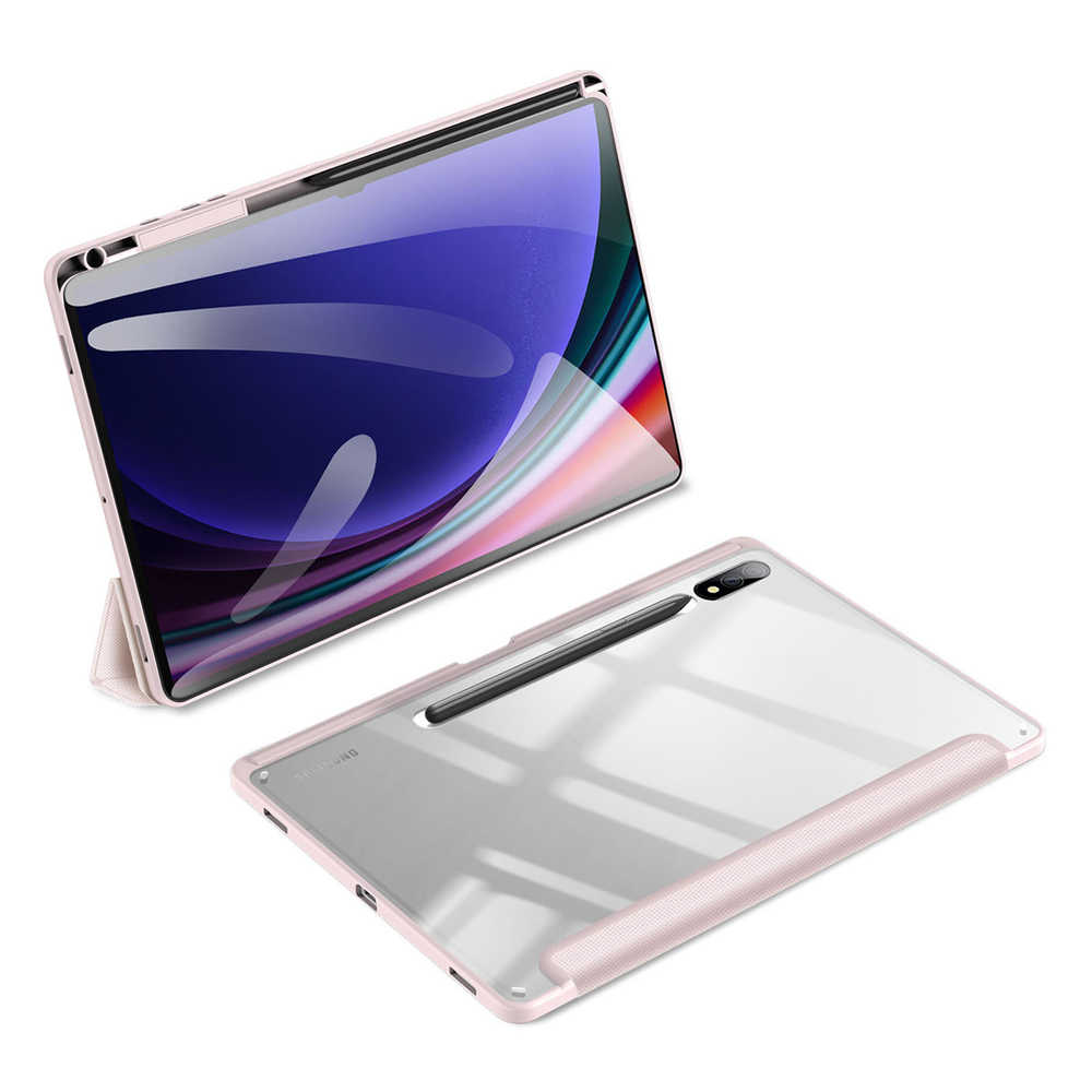 Чехол книжка розового цвета от Dux Ducis для Samsung Tab S10 Plus, S9 Plus и S9 FE Plus, серия Toby Series Case, с функцией пробуждения и сна