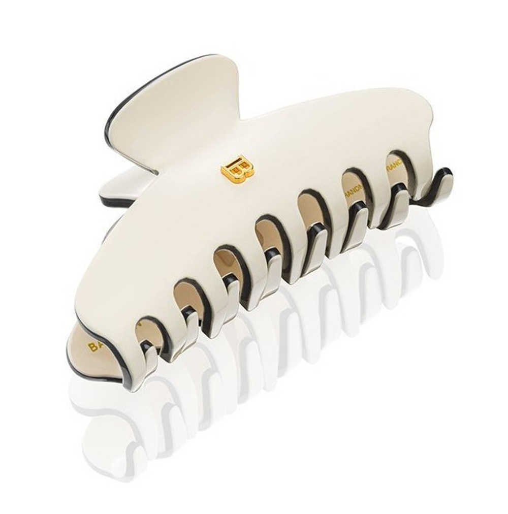 Balmain Hair Couture Заколка-краб бело-черная размер M Cellulose Acetate Pince a Cheveux Medium White/Black