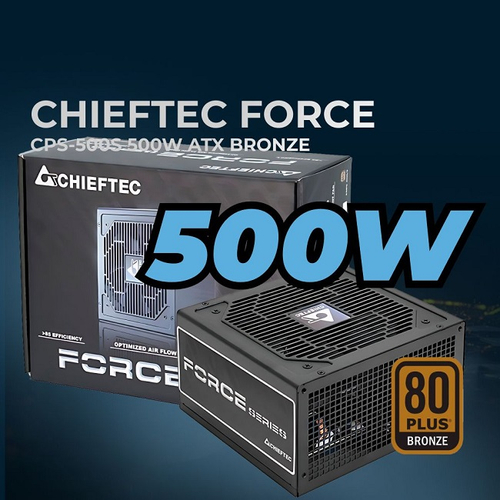 Блок питания Chieftec 500W FORCE, 120 мм, 80 PLUS Bronze (CPS-500S)