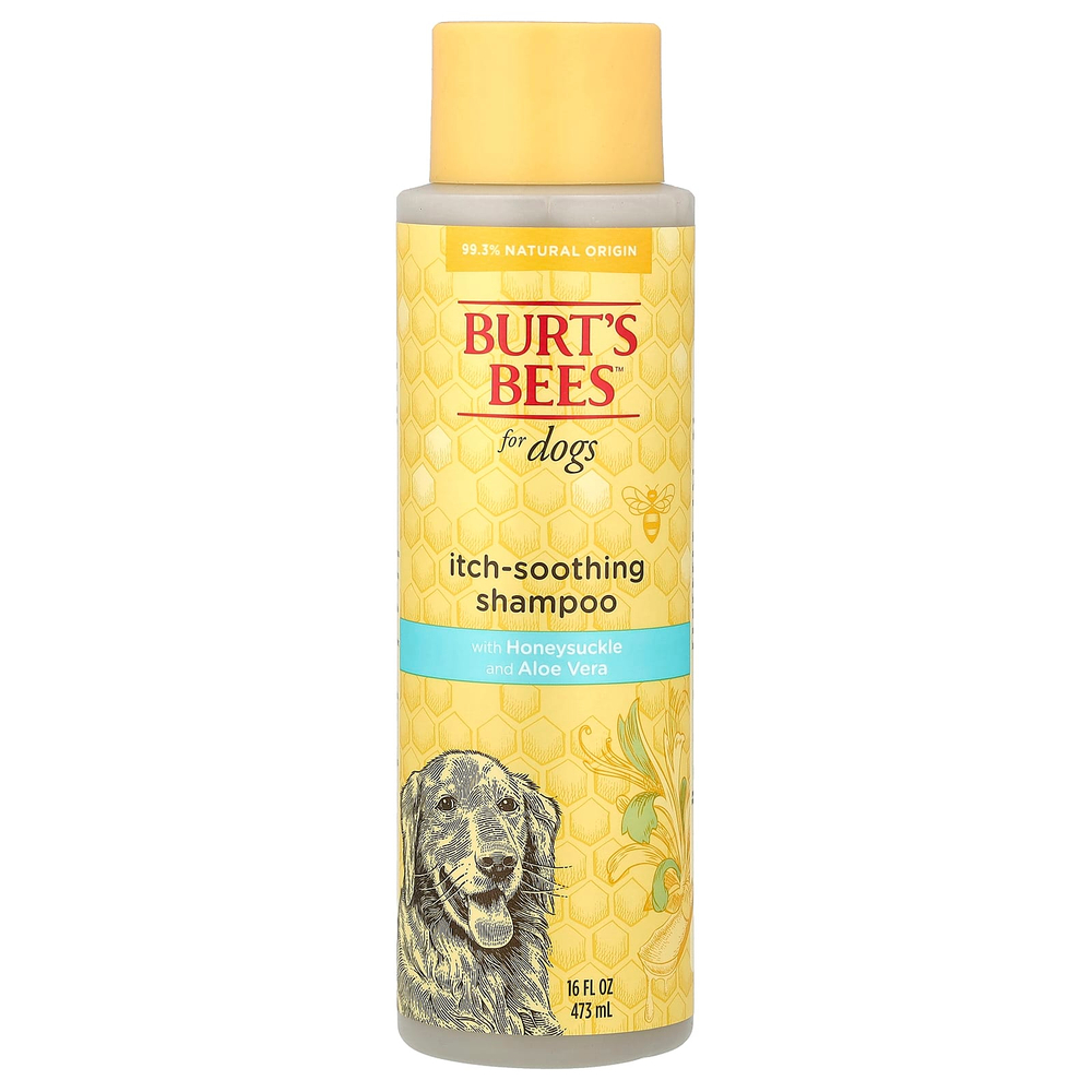 Burt's Bees, шампунь, успокаивающий зуд, с жимолостью и алоэ вера, для собак, 473 мл (16 жидк. унций)