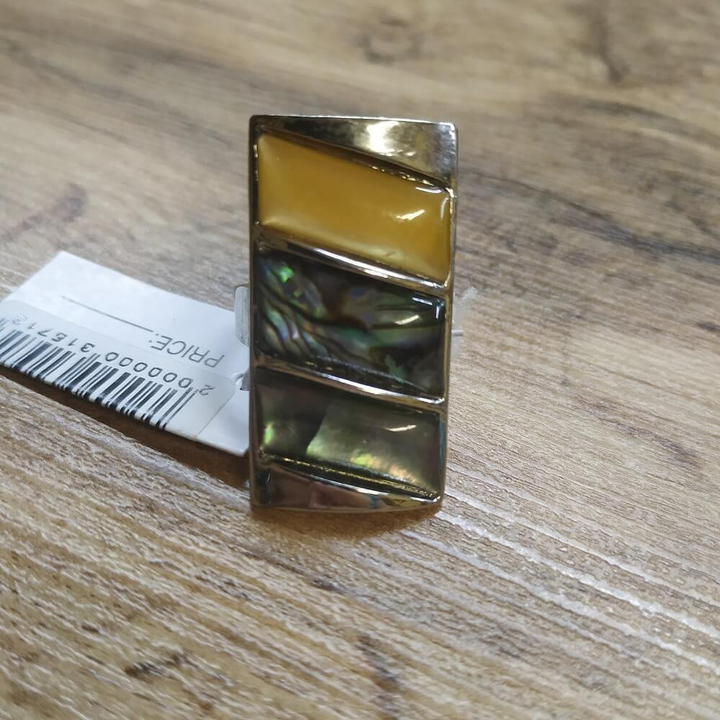 Кольцо Прямоугольник, перламутр, цвет ассорти, 18x34 мм