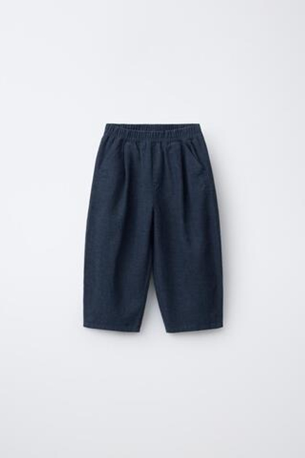 ZARA БРЮКИ BALLOON ИЗ ЛЬНА, ИНДИГО