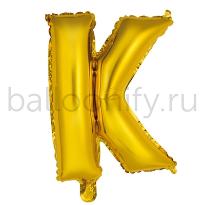 Фольгированная фигура, Буква К 35 см Gold