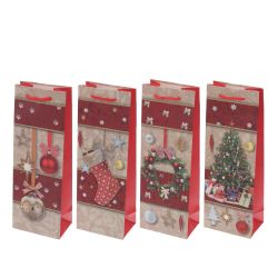 GAEM Пакет подарочный для бутылок (бумага 210г/м2, блок 12шт), L12,5 W8 H36 см, 4в.