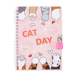 Записная книжка подарочная, 45 листов, линия, на замке, на гребне, Лапки (17,8х13см)   10549455