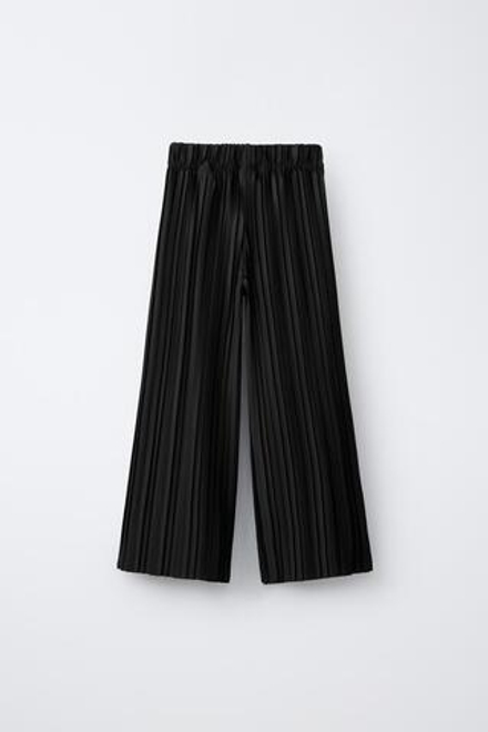 ZARA ПЛИССИРОВАННЫЕ БРЮКИ WIDE LEG, ЧЕРНЫЙ
