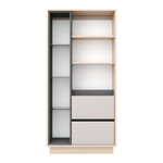 Шкаф-пенал напольный с полками для гостиной Рэя Туя светлая/Кашемир 72х32х150