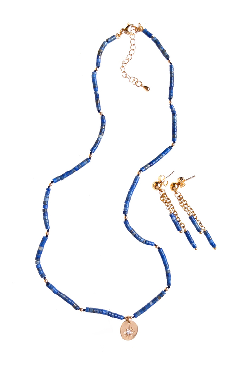 Комплект из лазурита, бусы и серьги