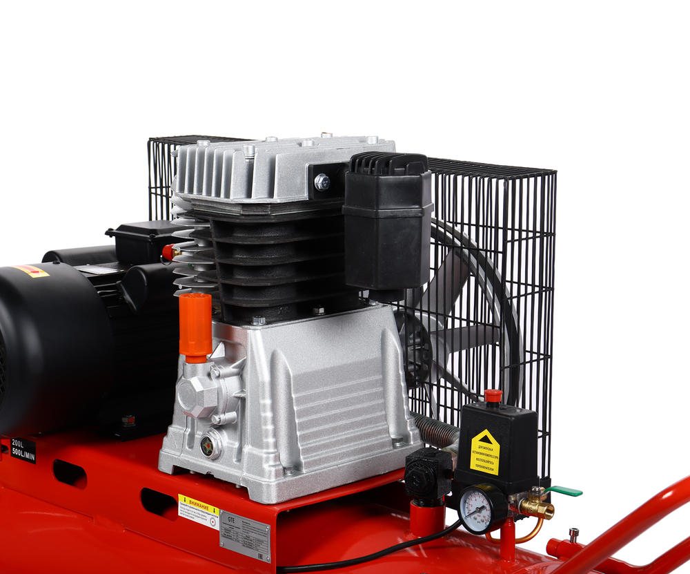 Компрессор поршневой ременной 220В 500л/мин. ресивер-200л одноступенчатый GTE