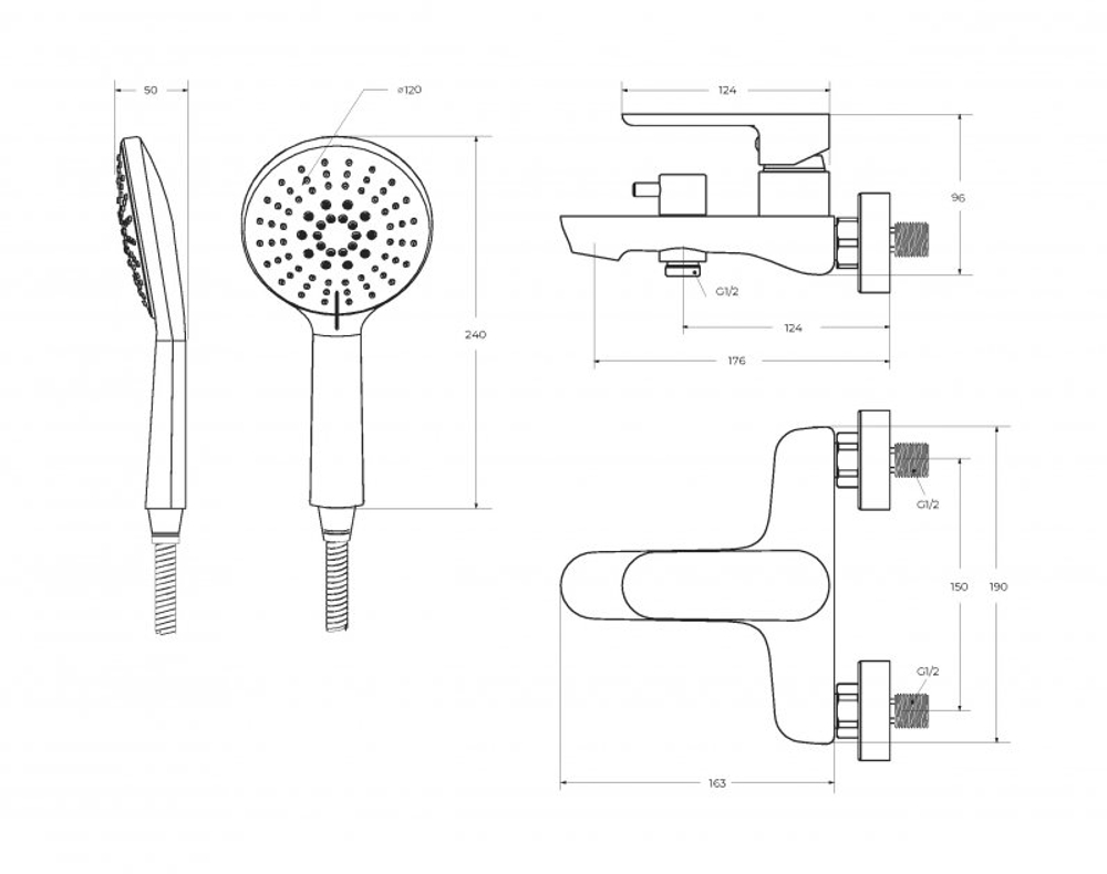 Смеситель для ванны и душа CEZARES STYLUS-VD-NOP
