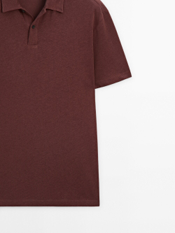 Massimo Dutti Поло из смесового льна с короткими рукавами, бордо